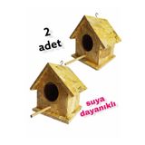 Değerli Hobi Ahşap Kuş Evi Kuş Yuvası Dış Mekan Suya Dayanıklı 2 Adet