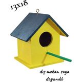 Değerli Hobi Ahşap Kuş Yuvası Kuş Evi Vernikli Kancalı 13x18 cm - 1018 Sarı