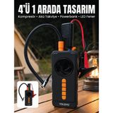 Değirmen Grup 4'ü 1 Arada Akü Takviye Cihazı Dijital Lastik Şişirme Kompresörü 10000MAH Powerbank ve LED Fener - Lisinya