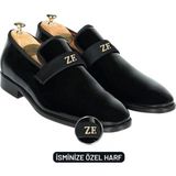 Değirmen Grup Isme Özel Smokin Salon Erkek Ayakkabısı - %100 Hakiki Deri - Altın Harf - AA01005 - Siyah - 40