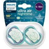 Değirmen Grup Philips Avent Ultra Air Gece Emziği 6-18 Ay Erkek Lateks Özellikli Karanlıkta Parlar - Mavi - 6 - 18 Ay
