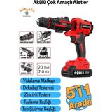 Değiştirilebilir Başlıklı Akülü 5'li Set 20 V 2.0 Ah Taşlama Matkap Dekubaj Testere Pala Top Şişirme - Standart