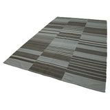 Degrade Kilim Gri Çizgili Pamuk El Yapımı Kilim 213x331 Cm