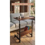Dehalimited 60X40 Raflı Yükseklik Ayarlı Frenli Tekerlekli Çalışma Masası Laptop Sehpası - Y: 80 cm D: 40 cm G: 60 cm - Ceviz