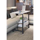 Dehalimited 80X40 Yükseklik Ayarlı Raflı Kilitli Tekerlekli Taşınabilir Laptop Sehpası ve Çalışma Masası - 80 x 40 cm - Beyaz