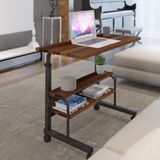 Dehalimited 80X40 Yükseklik Ayarlı Raflı Kilitli Tekerlekli Taşınabilir Laptop Sehpası ve Çalışma Masası - 80 x 40 cm - Ceviz