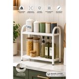 DEHALİMİTED Banyo Mutfak Toparlayıcı Düzenleyici Organizer Baharatlık 2 Katlı Geniş Metal Beyaz Tezgah Üstü Çok Amaçlı Raf