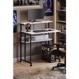 Dehalimited Frenli Tekerlekli Çalışma Masası Bilgisayar Oyuncu Masası Monitör Raflı Laptop Öğrenci Ders Masası 85x50