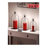 DEHALİMİTED Metal Kafes 3’lü Set Mumluk Fener Dekoratif Mumluk Ferforje Şamdan