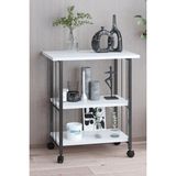 Dehalimited Modern Tekerlekli Çok Amaçlı Dolap Raflı Masa Beyaz 60 cm Genişlik 40 cm Derinlik