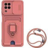 Deilmi Oppo Reno 5 Lite Uyumlu Pembe Ipli Halka Stand Darbe Önleyici Kart Cüzdan Tutucu Allin Kapak Kılıf