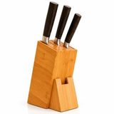 Deinhaus, Bambu Ahşap Bıçak Standı – 220 mm Eğik Tasarım, Kaymaz Tabanlı, Çoklu Bıçak Yuvalı, Modern ve Doğal Mutfak Düzenleyici