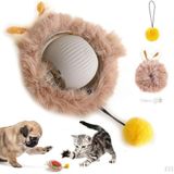 DEİNHAUS Kedi Topu Oyuncağı, Tüylü Tavşan Kulaklı, Şarjlı İnteraktif Top, Sarı Ponpon Kuyruklu, 8.5 cm