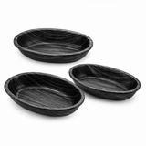 DEİNHAUS Siyah Oval Sunum Tabağı Seti, 3'lü, 26x16 cm, Modern Tasarım, Atıştırmalık ve Yemek Servisi için, Plastik 3 lü