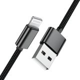 Deji iPhone Örgülü Hızlı Şarj Kablosu Usb To Lightning 6 6s 7 8 X Xs Xr 11 12 13 14 Pro Max Plus Siyah