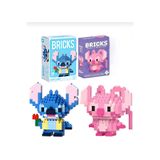 DEK BRICKS Premium Stitch Elinde Çiçek Var ve Angel Figür Yapboz Puzzle 2'li Set Hobi Hediye stitchangel2