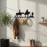 DEKADRON 6-8-10 Katlanır Kancalı Metal Kovboy Temalı Duvara Monte Portmanto, Banyo Giriş Yolu Oturma Odası Yatak Odası için Duvara Monte Askı, Metal Elbise Kancaları, (100x44cm (39"x17") 10 Kanca)