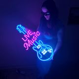 DEKADRON Canlı Müzik Gitar Neon Tabela - Canlı LED Neon Metal Duvar Dekoru Barlar, Müzik Odaları veya Ev için (Uzaktan Kumandalı)