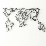 DEKADRON Dünya Haritası Duvar Sanatı - Geometrik Dünya Haritası - 3D Duvar Silueti Metal Duvar Dekoru Ev Ofis Dekorasyonu Yatak Odası Oturma Odası Dekor Heykel (40" G x 23" Y / 101x58cm)