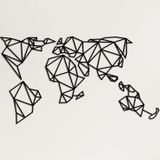 DEKADRON Dünya Haritası Duvar Sanatı - Geometrik Dünya Haritası - 3D Duvar Silueti Metal Duvar Dekoru Ev Ofis Dekorasyonu Yatak Odası Oturma Odası Dekor Heykel (79 inç G x 44 inç Y / 200 x 112 cm)