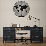 Dekadron Dünya Haritası Küre Metal Duvar Dekor 90x90cm