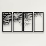 Dekadron Duvar sanatı, hayat ağacı, 4 adet, metal ağaç, duvar dekorasyonu, iç dekorasyon, yeni eve taşınma hediyesi, 4 panel duvar halısı - 175 x 88 cm