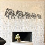 DEKADRON Fil Duvar Sanatı - Geometrik Filler Ailesi -3D Duvar Silueti Metal Duvar Dekoru Ofis Dekorasyonu Yatak Odası Oturma Odası Dekor Heykel (40" G x 11" Y / 101x28cm)