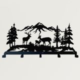 DEKADRON Geyik Ailesi Metal Portmanto, Duvara Monte Portmanto, Metal Duvar Askısı, Duvara Monte Askı, Ev Dekorasyonu, Şapka Askısı, Anahtarlık, Giriş Yolu Elbise Kancaları, Metal Raf, (*24" G x 13" Y