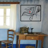 DEKADRON Güzellik Rüzgar Minimalist Duvar Sanatı, Metal Duvar Dekoru, Metal Duvar Asmaları, Ev Oturma Odası Yatak Odası Dekorasyonu, Kadın Figürü (35" G x 28" Y / 90x72 cm, Siyah Kırmızı)