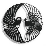 DEKADRON İki Kuş Güvercinleri, Metal Duvar Sanatı, Metal Duvar Dekoru, Metal Kuşlar Dekoru, Duvar Heykeli, Oturma Odası Ofis Dekorasyonu, Geometrik Sanat (24" G x 24" Y / 60x60 cm)