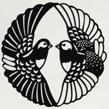 DEKADRON İki Kuş Güvercinleri, Metal Duvar Sanatı, Metal Duvar Dekoru, Metal Kuşlar Dekoru, Duvar Heykeli, Oturma Odası Ofis Dekorasyonu, Geometrik Sanat (35 inç G x 35 inç Y / 90x90 cm)