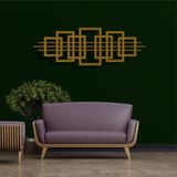 DEKADRON Kareler Geometrik Duvar Sanatı, Soyut Metal Duvar Dekoru, Ev Ofis Giriş Yolu Yatak Odası Oturma Odası Dekorasyonu, Metal Duvar Asmaları, Modern Duvar Tabelası, (Altın, 46" G x 16" Y