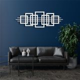 DEKADRON Kareler Geometrik Duvar Sanatı, Soyut Metal Duvar Dekoru, Ev Ofis Giriş Yolu Yatak Odası Oturma Odası Dekorasyonu, Metal Duvar Asmaları, Modern Duvar Tabelası, (Beyaz, 46" G x 16" Y