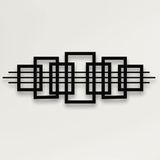DEKADRON Kareler Geometrik Duvar Sanatı, Soyut Metal Duvar Dekoru, Ev Ofis Giriş Yolu Yatak Odası Oturma Odası Dekorasyonu, Metal Duvar Asmaları, Modern Duvar Tabelası, (Siyah, 39" G x 13" Y