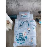 DEKADRON Kaykay Yatak Sokak ve Kaykay Tahtası Temalı Tek/İkiz Boy Yatak Örtüsü/Örtü Seti Kız Erkek Yatak 2 Parça