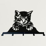 DEKADRON Kedi Metal Portmanto, Duvara Monte Portmanto, Metal Duvar Askısı, Duvara Monte Askı, Ev Dekorasyonu, Şapka Askısı, Anahtarlık, Giriş Yolu Palto Kancaları, Metal Raf, Elbise Askısı (60x40cm