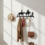 DEKADRON Kovboy Metal Portmanto, Duvara Monte Portmanto, Metal Duvar Askısı, Duvara Monte Askı, Ev Dekorasyonu, Şapka Askısı, Anahtarlık, Giriş Yolu Palto Kancaları, Metal Raf, Elbise Kancası (60x31cm