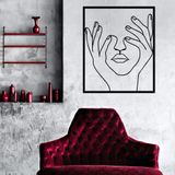 DEKADRON Line Duvar Sanatı, Head in My Hands Metal Duvar Sanatı, Minimalist Sanat, Geometrik Metal Duvar Dekorasyonu, Duvar Askıları (22" G x 24" Y / 55x60cm)