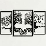 DEKADRON Metal Ağaç Duvar Sanatı, Hayat Ağacı 3 Panel, İki Yüzlü Dekor, Metal Duvar Dekoru, 3 Parça Duvar Askısı, Metal Duvar Sanatı, Ev Dekorasyonu (59" G x 35" Y / 151x89cm)