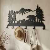 DEKADRON Metal Ayı Ailesi Temalı Duvara Monte Portmanto 6-8-10 Katlanır Kanca, Banyo Giriş Yolu Oturma Odası Yatak Odası için Duvara Monte Askı, Metal Elbise Kancaları, (60x28cm (24"x11") 6 Kanca)