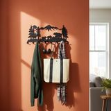 DEKADRON Metal Ayı Ailesi Temalı Duvara Monte Portmanto 6-8-10 Katlanır Kanca, Banyo Giriş Yolu Oturma Odası Yatak Odası için Duvara Monte Askı, Metal Elbise Kancaları, (80x37cm (32"x14") 8 Kanca)