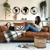 DEKADRON Metal Dünya Haritası Duvar Sanatı, 3 Metal Dünya Haritası Küre, Metal Duvar Dekoru, Ev Ofis Dekorasyonu, Duvar Askıları (28" x 28")