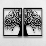 DEKADRON Metal Duvar Dekoru, Ağaç 2 Panel, Ev Oturma Odası Dekoru, Duvar Tabelası, Metal Duvar Sanatı, İç Dekorasyon, İç Mekan Dış Mekan Askıları (*47" G x 35" Y / 120x90cm)