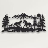 DEKADRON Metal Duvar Dekoru, At Ailesi, Ev Oturma Odası Dekoru, Duvar Tabelası, Metal Duvar Sanatı, İç Dekorasyon, İç Mekan Dış Mekan Askıları (118x52 cm)