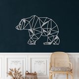 DEKADRON Metal Duvar Dekoru, Ayı, Ev Oturma Odası Dekoru, Duvar Tabelası, Metal Duvar Sanatı, İç Dekorasyon, İç Mekan Dış Mekan Askıları, Gümüş (*46" G x 24" Y / 117x60cm)
