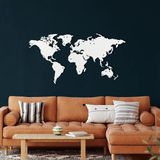 DEKADRON Metal Duvar Dekoru, Dünya Haritası 4 Parça, Ev Oturma Odası Dekoru, Duvar Tabelası, Metal Duvar Sanatı, İç Dekorasyon, İç Mekan Dış Mekan Asma, Beyaz (200x115cm)