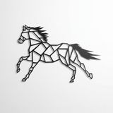 DEKADRON Metal Duvar Dekoru, Geometrik At, Ev Oturma Odası Dekoru, Duvar Tabelası, Metal Duvar Sanatı, İç Dekorasyon, İç Mekan Dış Mekan Askıları, (*89" G x 60" Y / 225x152cm - [2 Adet ile birlikte