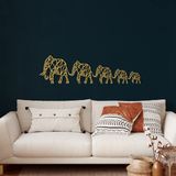 DEKADRON Metal Duvar Dekoru, Geometrik Fil Ailesi, Ev Oturma Odası Dekoru, Duvar Tabelası, Metal Duvar Sanatı, İç Dekorasyon, İç Mekan Dış Mekan Asma, Altın (*47" G x 13" Y / 119x33 cm)