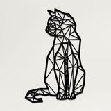 DEKADRON Metal Duvar Dekoru, Geometrik Kedi, Ev Oturma Odası Dekoru, Duvar Tabelası, Metal Duvar Sanatı, İç Dekorasyon, İç Mekan Dış Mekan Askıları (*15" G x 24" Y / 38x61cm)