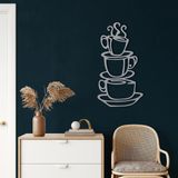 DEKADRON Metal Duvar Dekoru, Kahve Fincanları, Ev Oturma Odası Dekoru, Duvar Tabelası, Metal Duvar Sanatı, İç Dekorasyon, İç Mekan Dış Mekan Askıları, Gümüş (*10" G x 18" Y / 24x45cm)